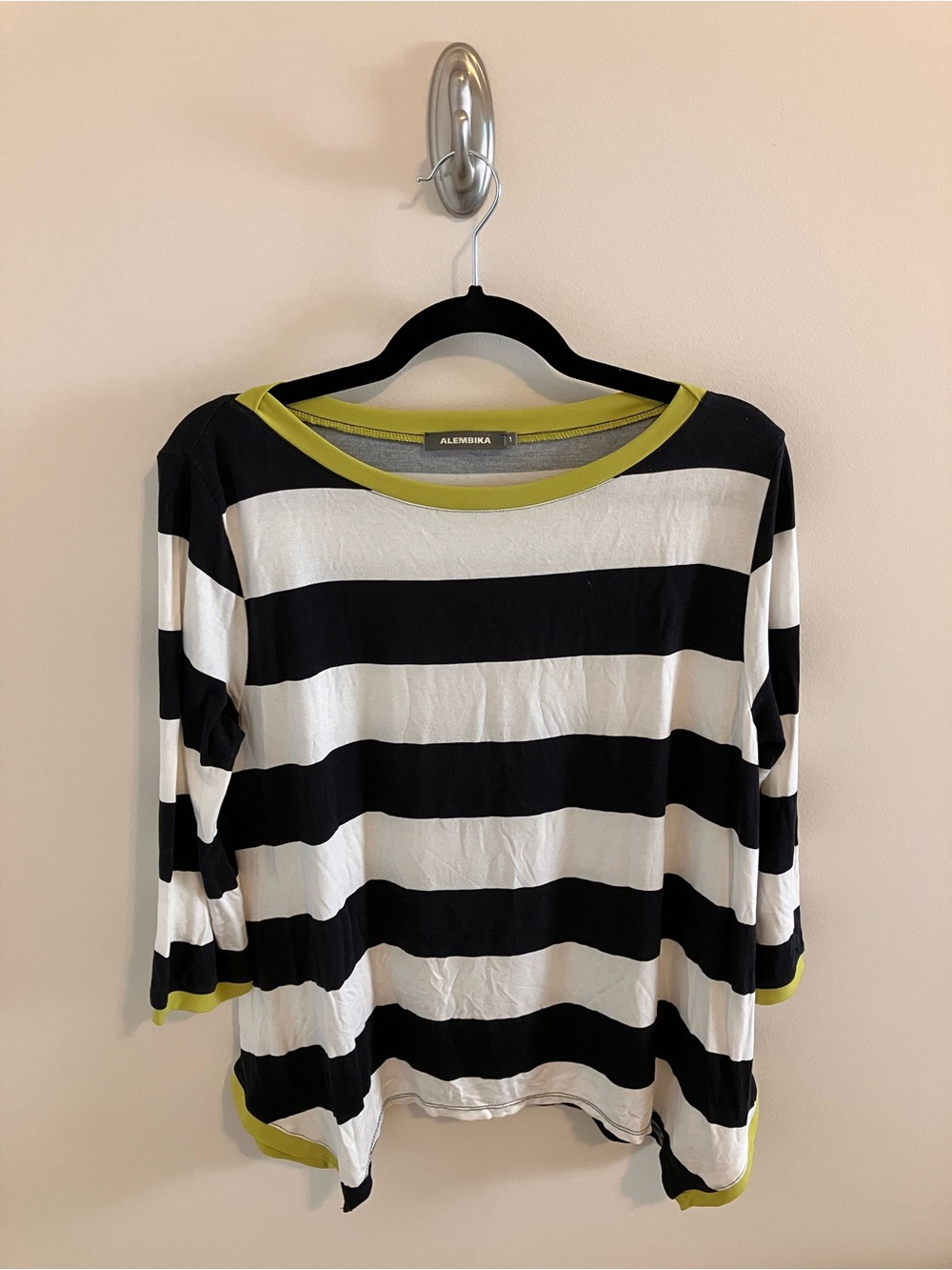 Alembika Sriped Shirt in Green/Black/White Size 1 (6-8)